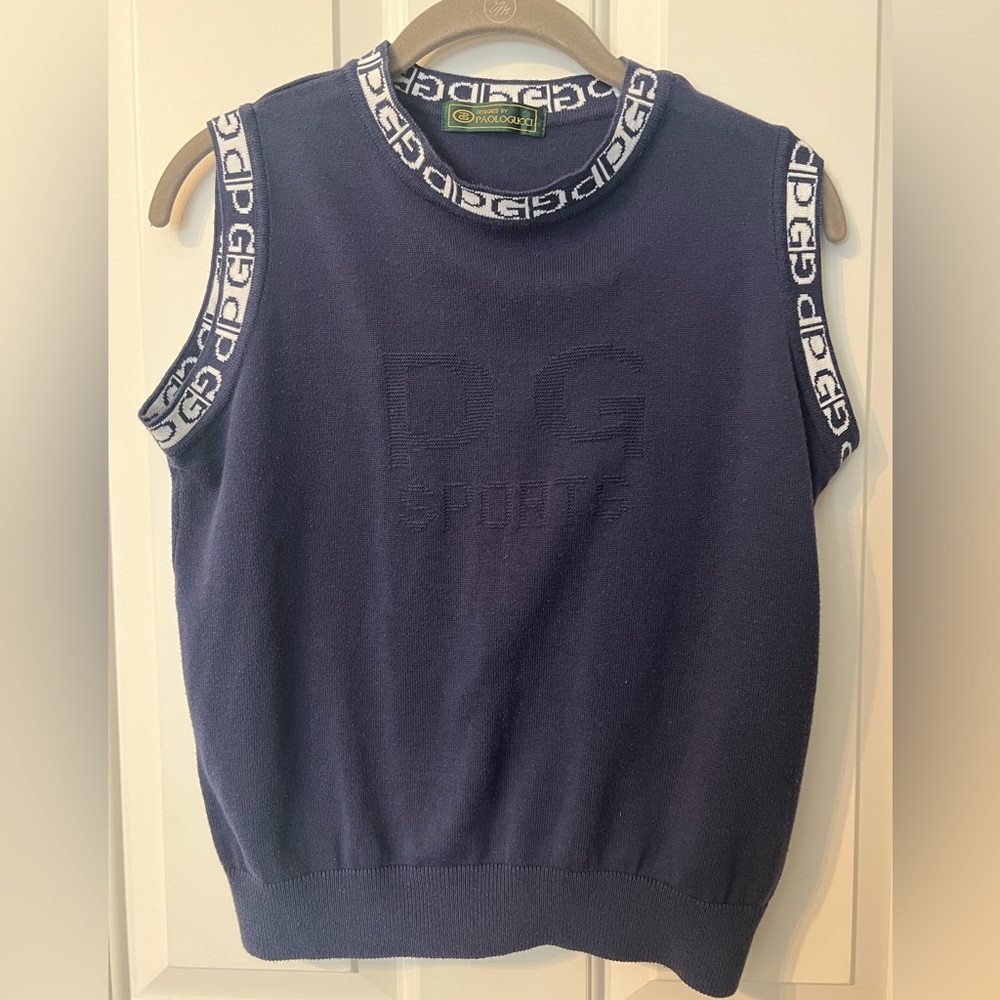 PAOLO GUCCI vintage sweater vest - Small - Navy & White